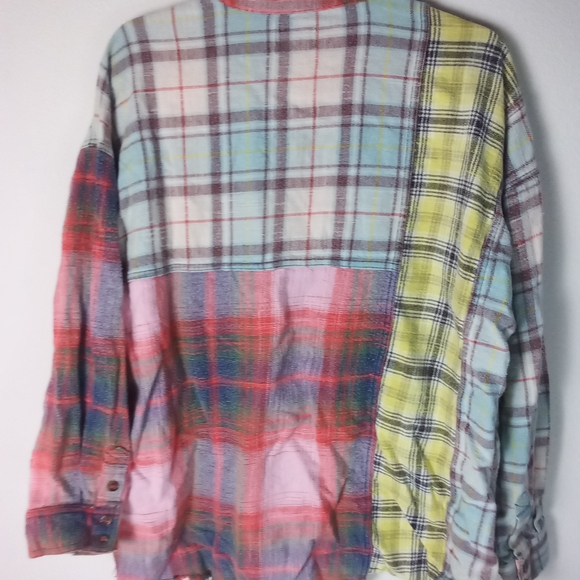 Urban Outfitters BDG Robbie Plaid Spliced Flannel Button Down Shirt - Picture 5 of 10